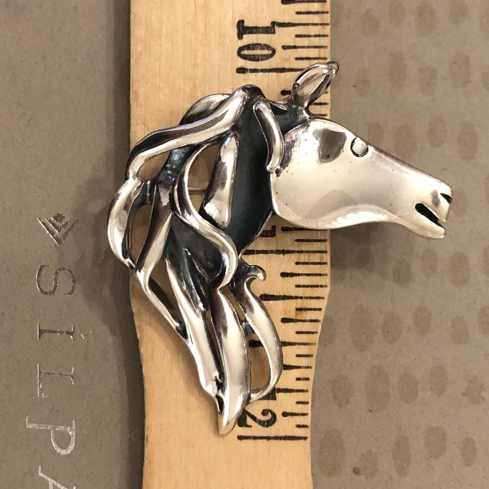Vintage Silpada Sterling Silver Horse Head Equestrian Pin/Pendant I0653 - Picture 8 of 11
